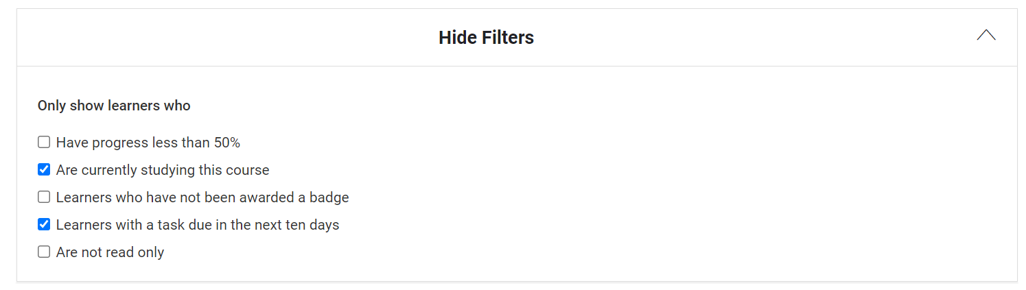 Focus facilitation actions with sort and filter